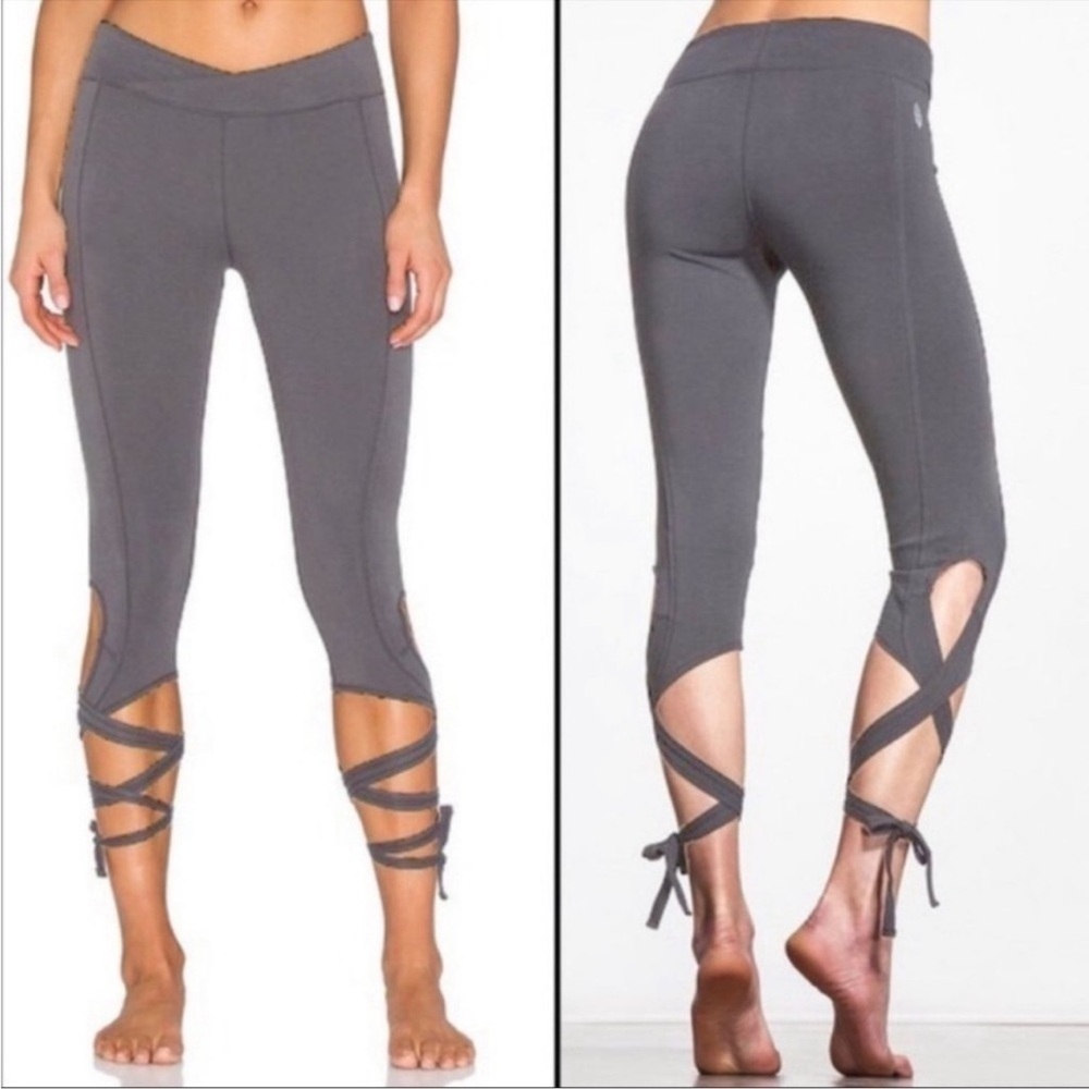 Free People Movement Turn Out tie crop legging slate crossover waist